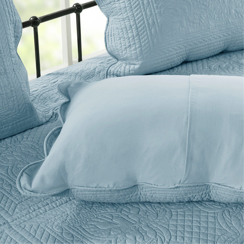 6 Piece Reversible Scalloped Edge Daybed Cover Set Blue Daybed