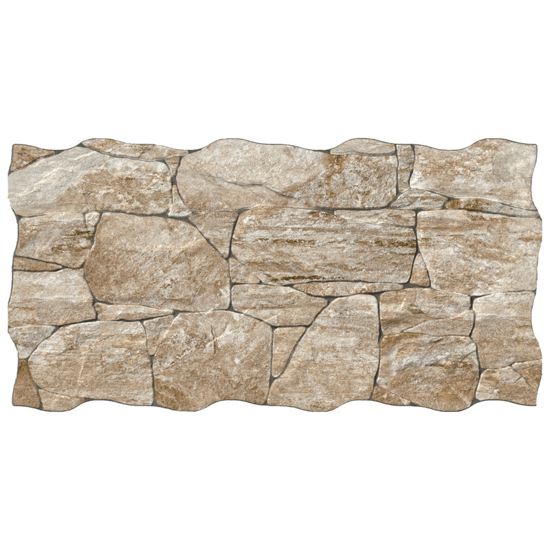 Caldera Roques 13" x 25" Porcelain Stone Look Wall & Floor Tile, Brown