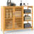 Bamboo Bathroom Cabinet 2-Door Storage Organizer w/ Shelves Natural