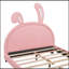 Lit plateforme tapissier en cuir avec ornement en forme de lapin-763780370-763780369