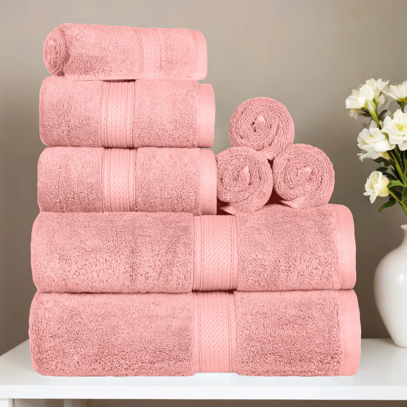 Renata 8 Piece 800 GSM Certified Egyptian Cotton Towel Set , Tea Rose