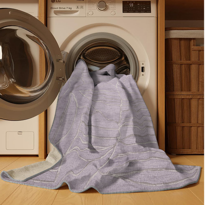 Tapis rose lavable à la machine, Rond 3 pi