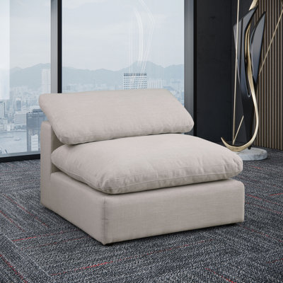 Hrissonka 39 inches Wide Linen Textured Fabric Armless Chair
