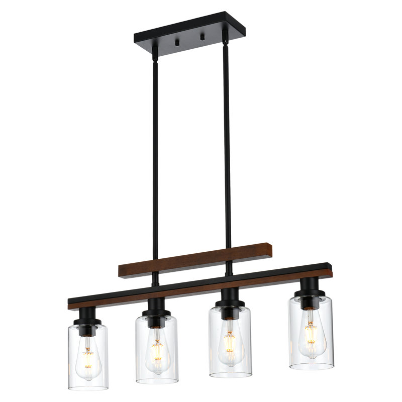 Luminaire suspendu pour îlot de cuisine noir mat à 4 lumières Kinnerly