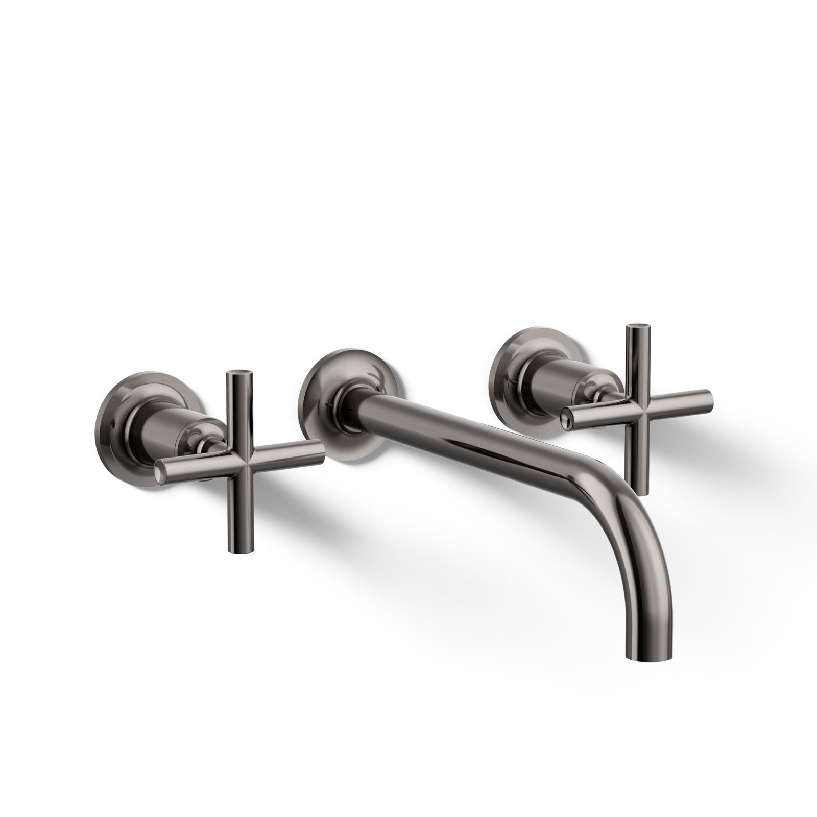 Purist Wall Mounted Bathroom Faucet, Cross Handle, Vibrant Titanium