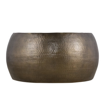 Table basse ronde en aluminium de 32 po avec une finition dorée antique exquise faite à la main, spacieuse et élégante pour la conception de la maison, surface, prête à améliorer l'espace de vie