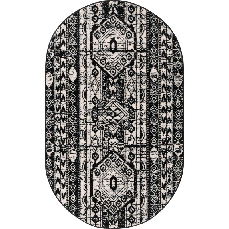 Ibaad Geometric Indoor Rug, Oval 3'1" x 5'3"