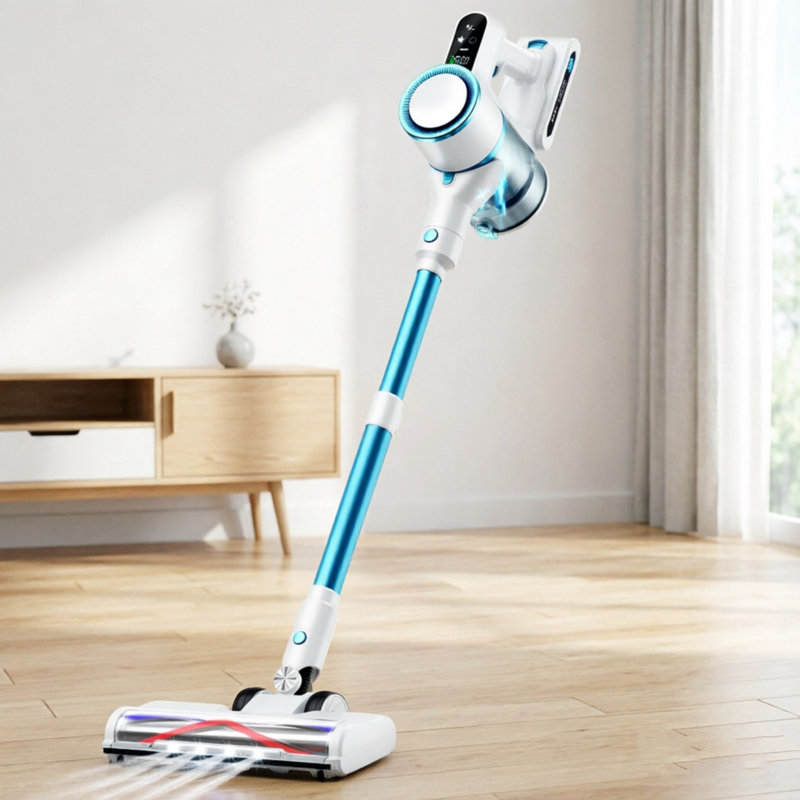 Aspirateur-balai sans fil avec aspiration puissante de 23 kpa, modes à 2 vitesses pour les poils d'animaux, les tapis et les planchers durs