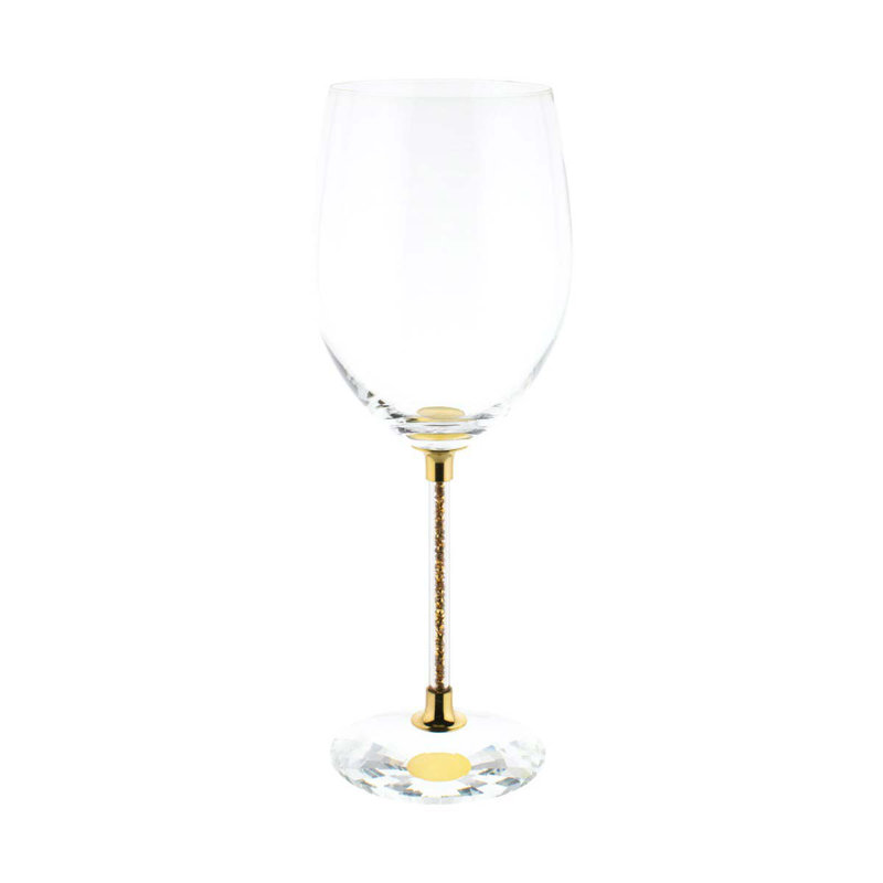 Sparkles Home | Ensemble de verres à vin Vetrina 6 verres en cristal | Tige en strass | Rose, 2, Doré
