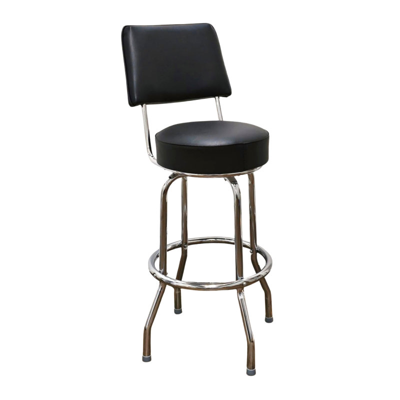 Tabouret de bar et de comptoir pivotant avec dossier Retro Home, Noir, Tabouret de bar (assise de 30 po de hauteur)