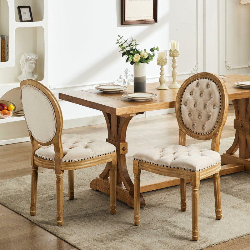 Chaise de salle à manger élégante en velours beige, Beige