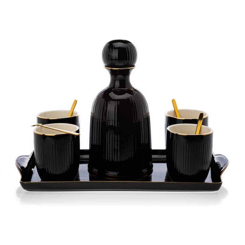 Breesha 6 Piece Coffee Set, Black