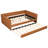 Full XL Size Upholstered Daybed with Trundle and LED, Brown-764823068