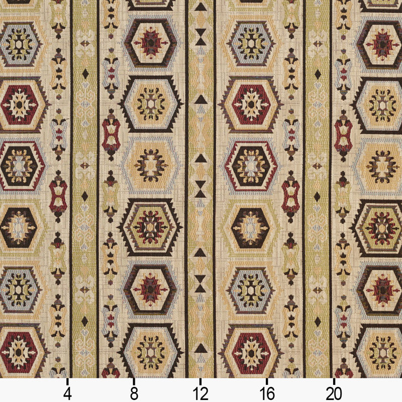 Tissu de texture sud-ouest, Beige et vert