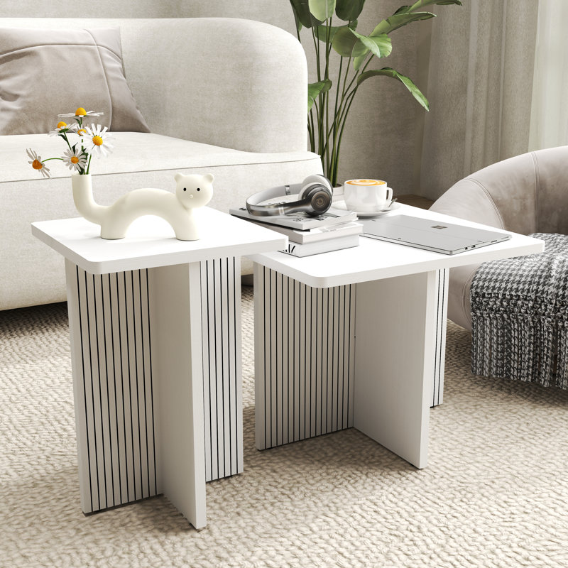 Coffee Tables for Living Room: End Tables Living Room Set of 2 For Modern,Small Coffee Tables for Small Spaces,Nesting Side Tables for Wood