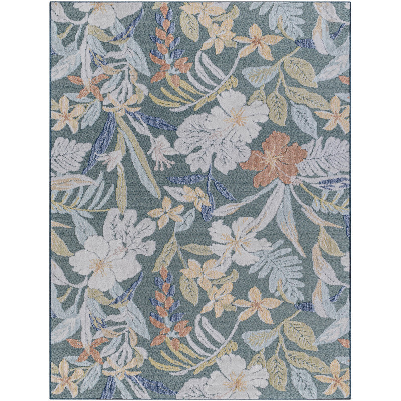 Arliene Coastal Machine Woven Indoor/Outdoor Area Rug, Rectangle 5'3" x 7'