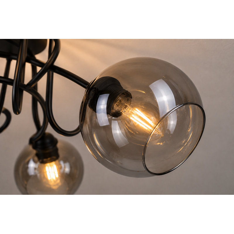 Chilhowee Glass Semi Flush Mount, Black