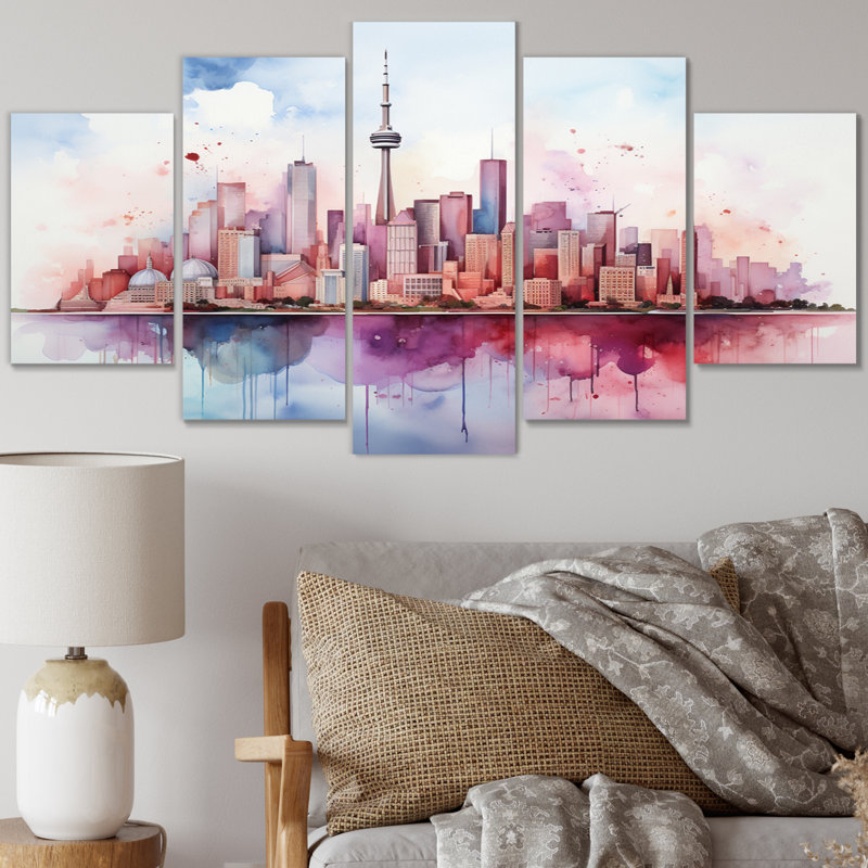 Horizon minimaliste de Toronto - décor mural City Toronto - 5 panneaux