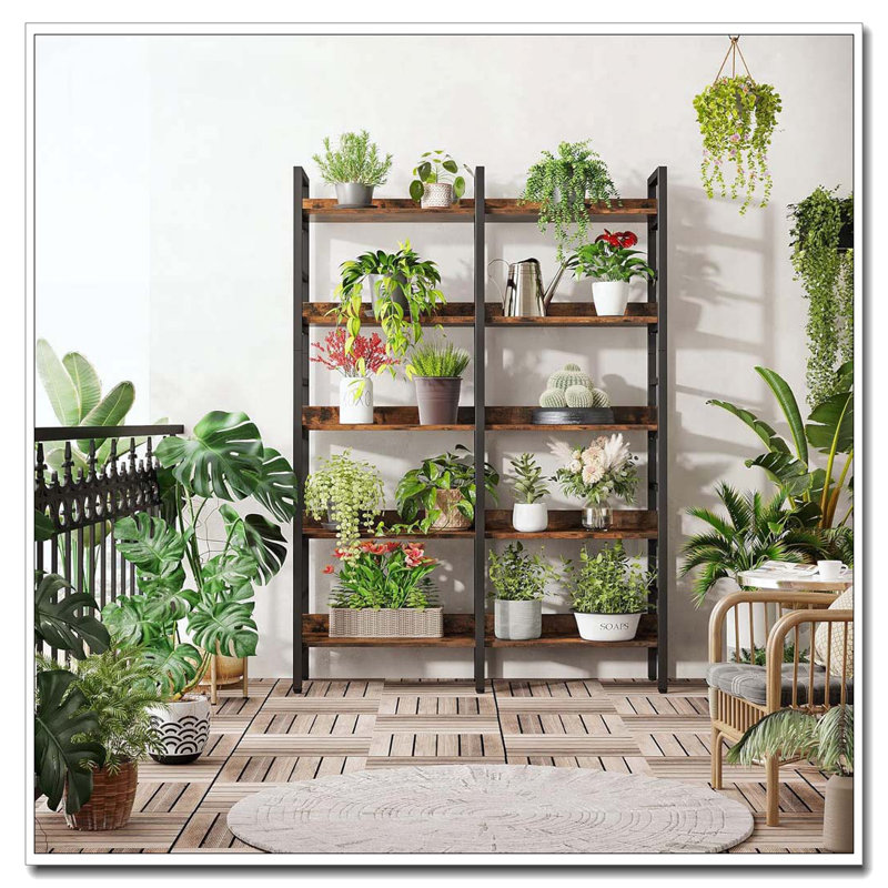 70.86” Tall 5-Tier  Industrial Bookshelf