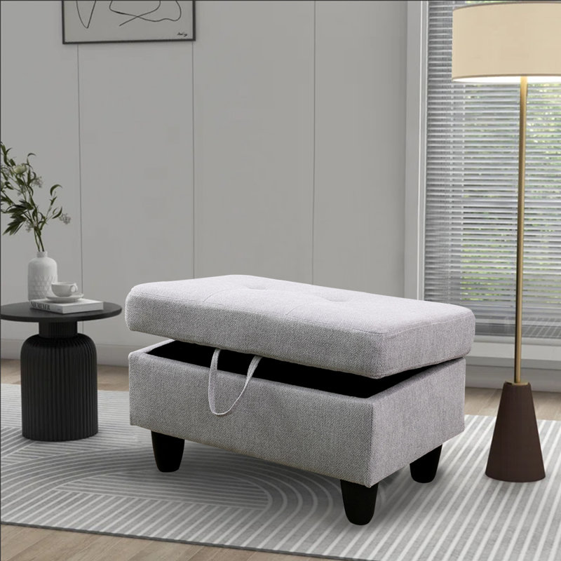 Upholstered Ottoman, Gray