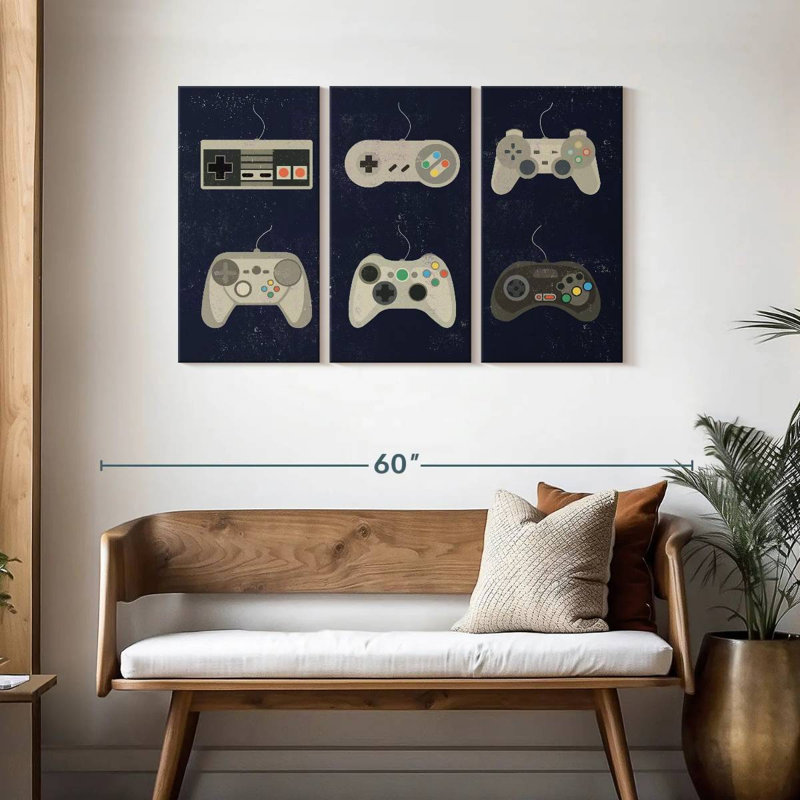 Video Game Controller Evolution Canvas Print, 28" H x 45" W