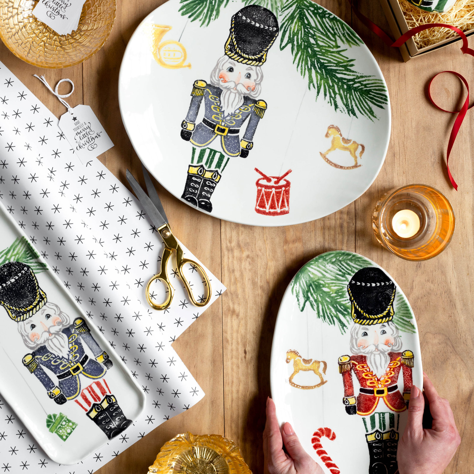 Nutcrackers Rectangle Terra Bianca Platter