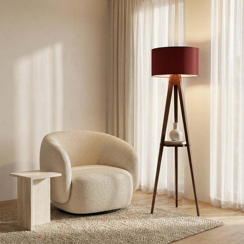 Lampe sur pied Artisan brun / rouge Claret