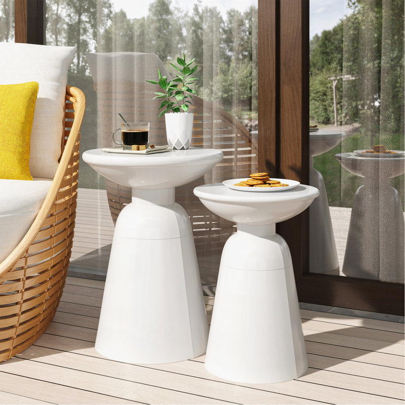 Ensemble de 2 tables d'appoint en fer Serenita, Blanc