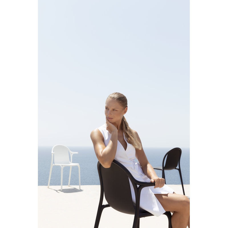 Brooklyn Stacking Patio Dining Armchair, Ecru