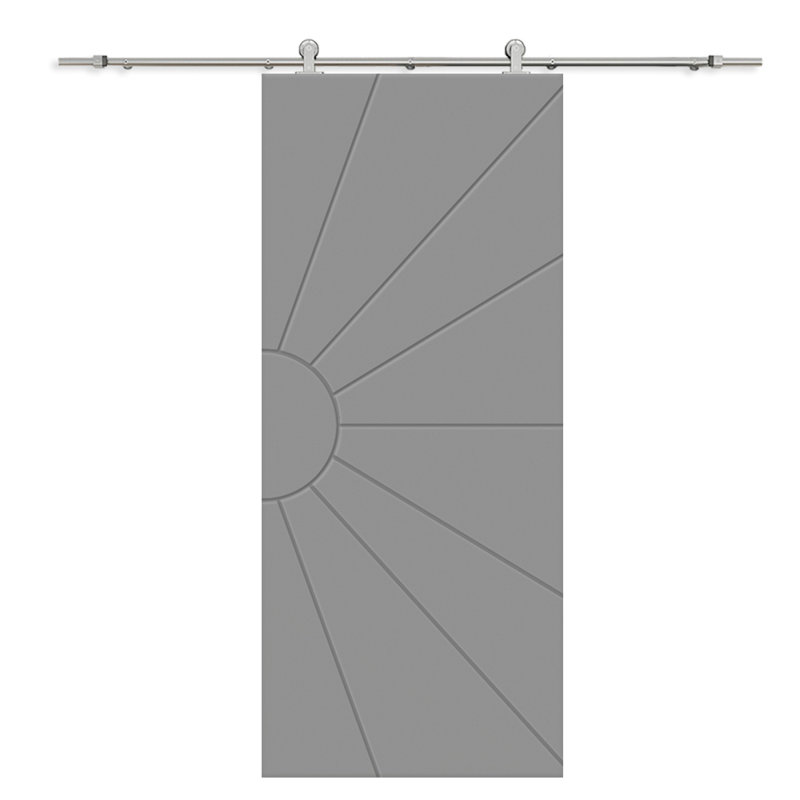 Porte de grange à panneaux et en bois manufacturé avec quincaillerie d'installation, 42 po x 80 po, Gris clair