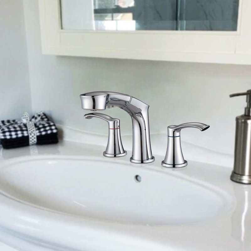 Robinet de lavabo de salle de bain à deux poignées, Chrome chrome