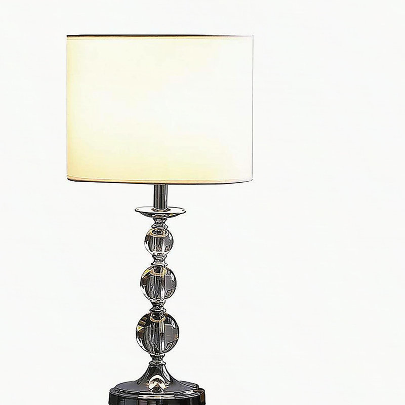 19.75" Ascending Solid Crystal Orbs Chrome Table Lamp in Chrome Silver