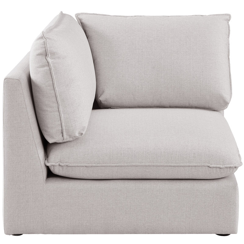 Lin durable sans accoudoirs Tupman Beige, Tissu beige texturé en lin