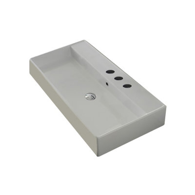 Lavabo de salle de bain mural en céramique avec trop-plein 40 po Teorema