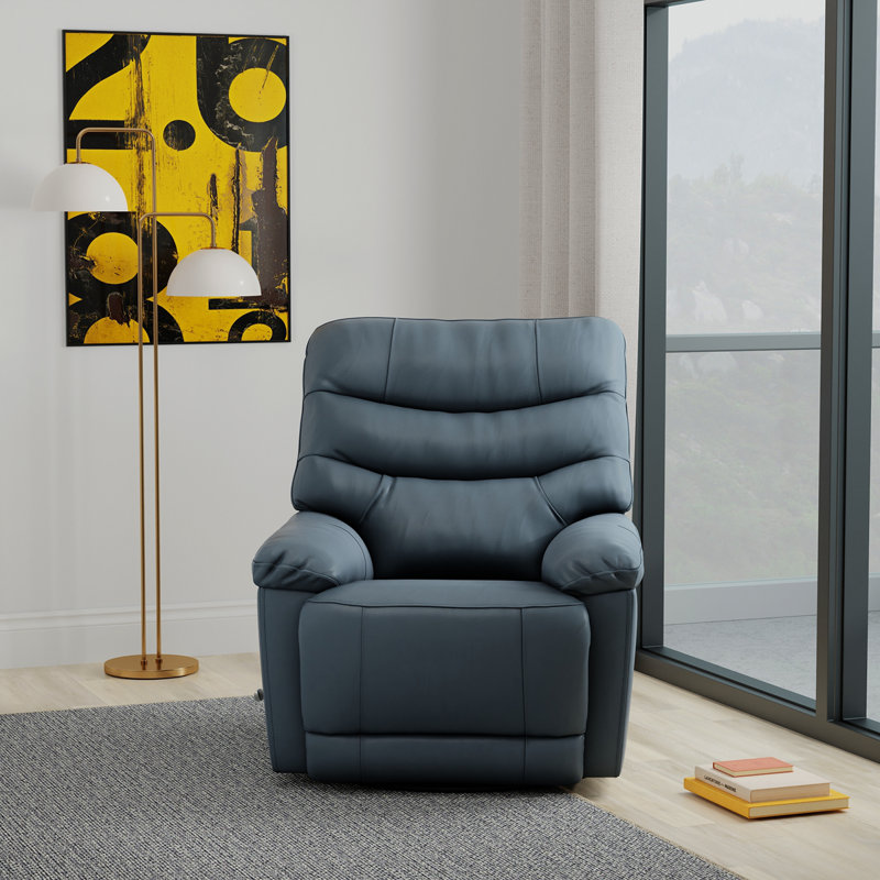 Global Home Swivel Glider Recliner With Manual Footrest In Oslo Sapphire, Sapphire Blue
