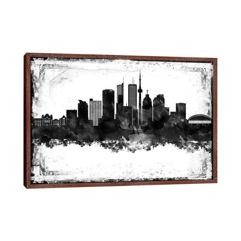 Toronto Black and White Framed Skylines 1 Piece Wall Art on Canvas, 66.04cm H x 101.6cm W x 3.81cm D