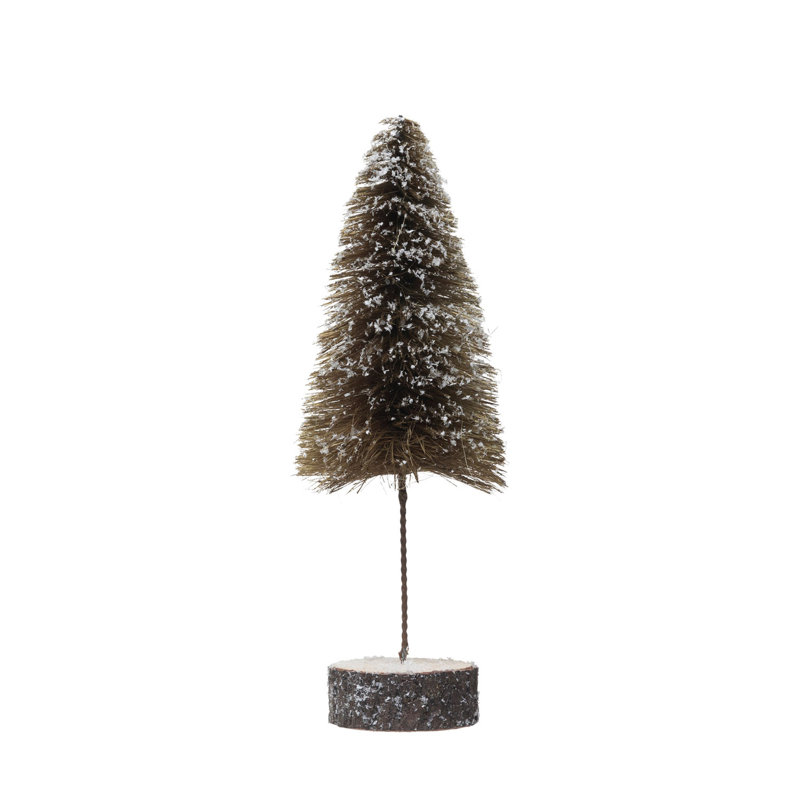 Arbre à brosse en sisal avec base en bois et finition neige