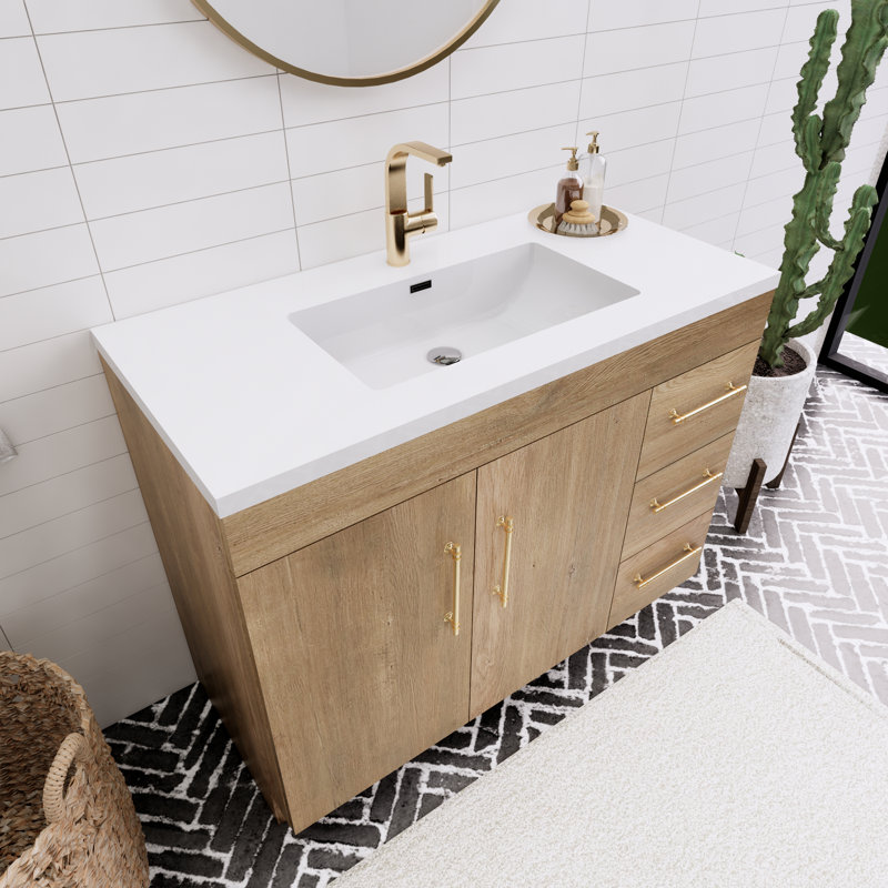 Ensemble de meuble-lavabo simple 42 po Spring, Chêne et teck