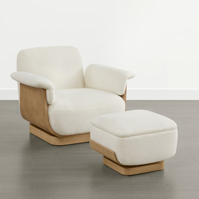 Modern Swivel Accent Chair with Ottoman-Chenille