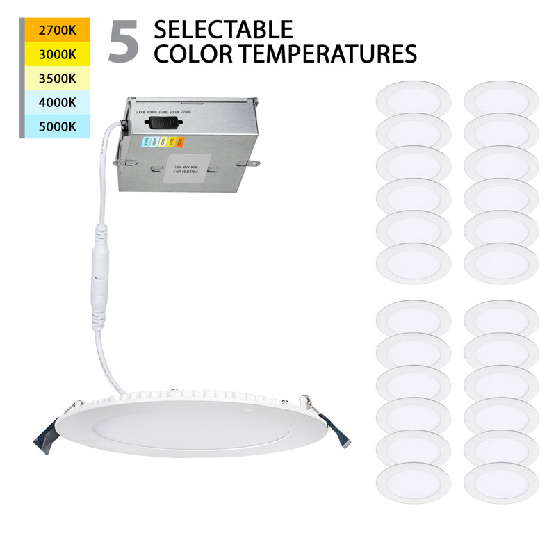 Ensemble d'éclairage encastré ultra-mince à DEL sélectionnable à DEL 6,75 Lotos, H 0,9 po x l 4,73 po x P 4,73 po