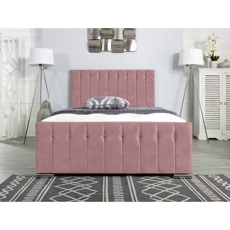 Fausley Upholstered Bed Frame, Pink, Small Double (4')