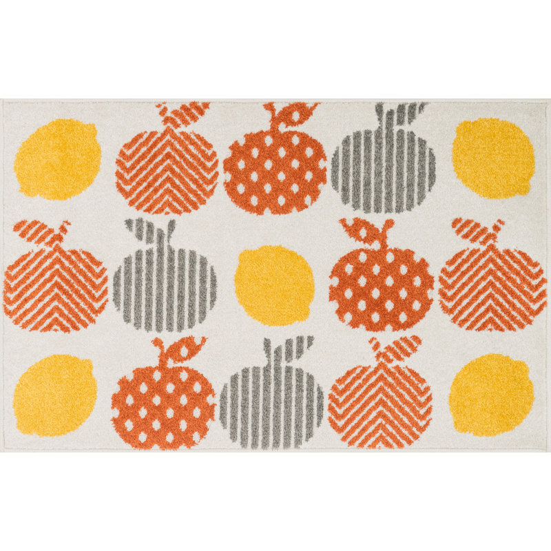 Tapis beige/orange Colley-Critchlow, Rectangle de 2 pi 5 po x 3 pi 9 po