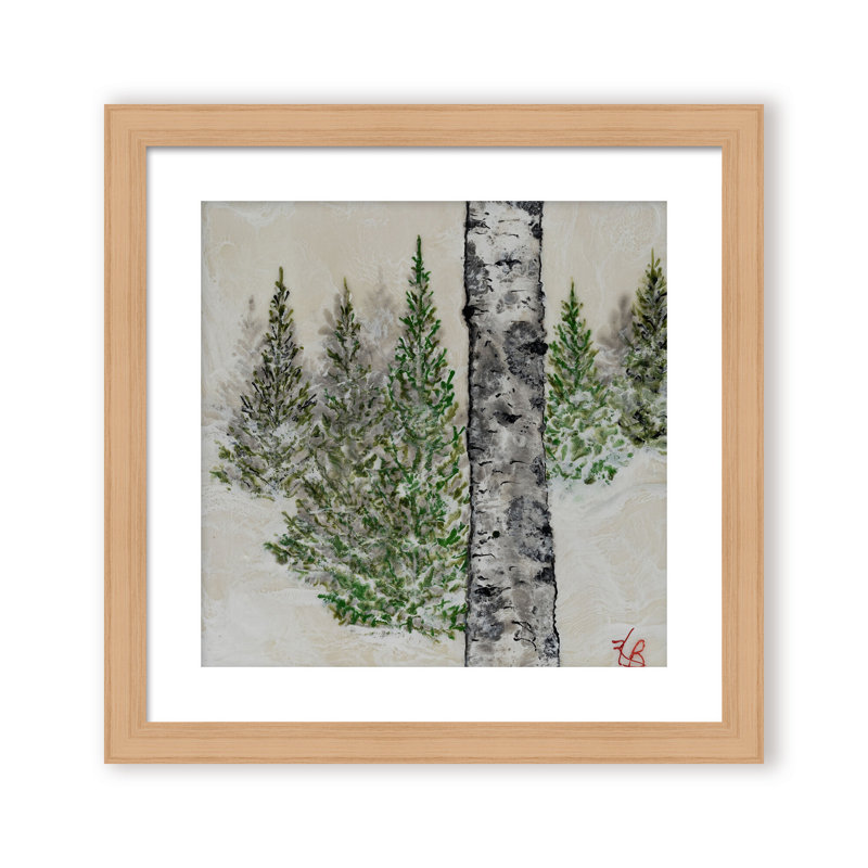 Nature Inspired "Wintered Pines" Canvas Wall Art By , 30" H x 30" W, Black, Framed Print
