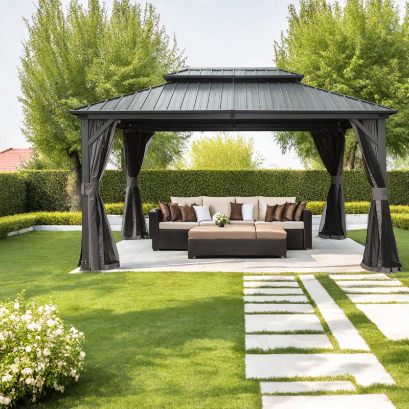 Auvents à toit rigide et abris de jardin (doit inclure le cadre), pavillon de jardin en acier pour patio