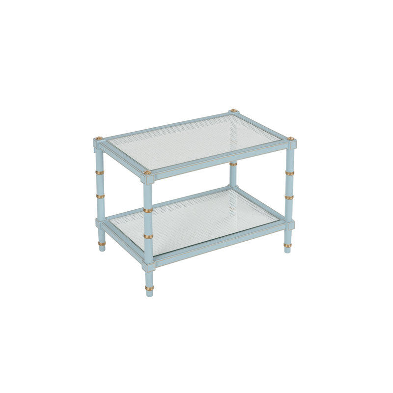 Conner Cane Cocktail Table, Blue/Gold