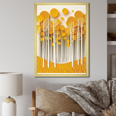 «Yellow Trees in the Forest Quill Minimalisme I», reproduction sur toile