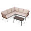 5  Person L-Shaped Outdoor Wicker Sofa with Coffee Table