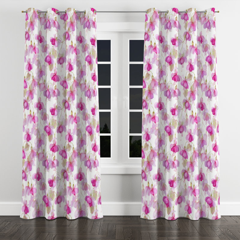 Boho Window curtains - Floral Bahadur Grommet Curtain - 1 Panel, Gold Grommets, 52" W x 63" L