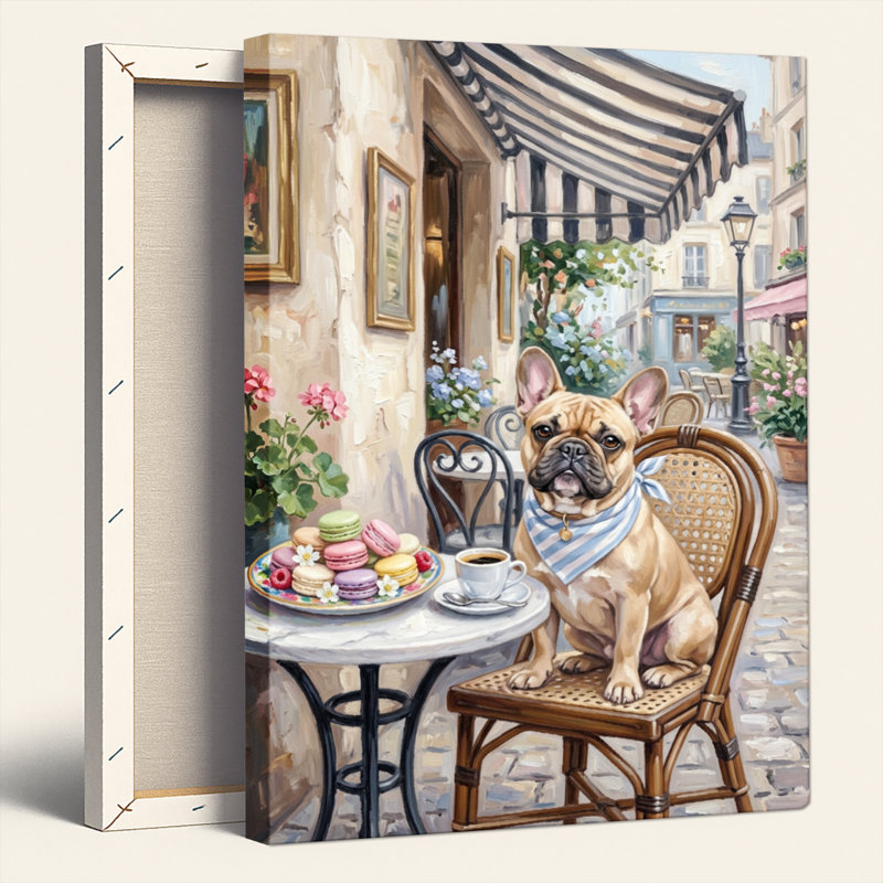 Bouledogue français, reproduction d'art sur toile, ensemble de 1, Toile tendue, H 30 po x l 20 po