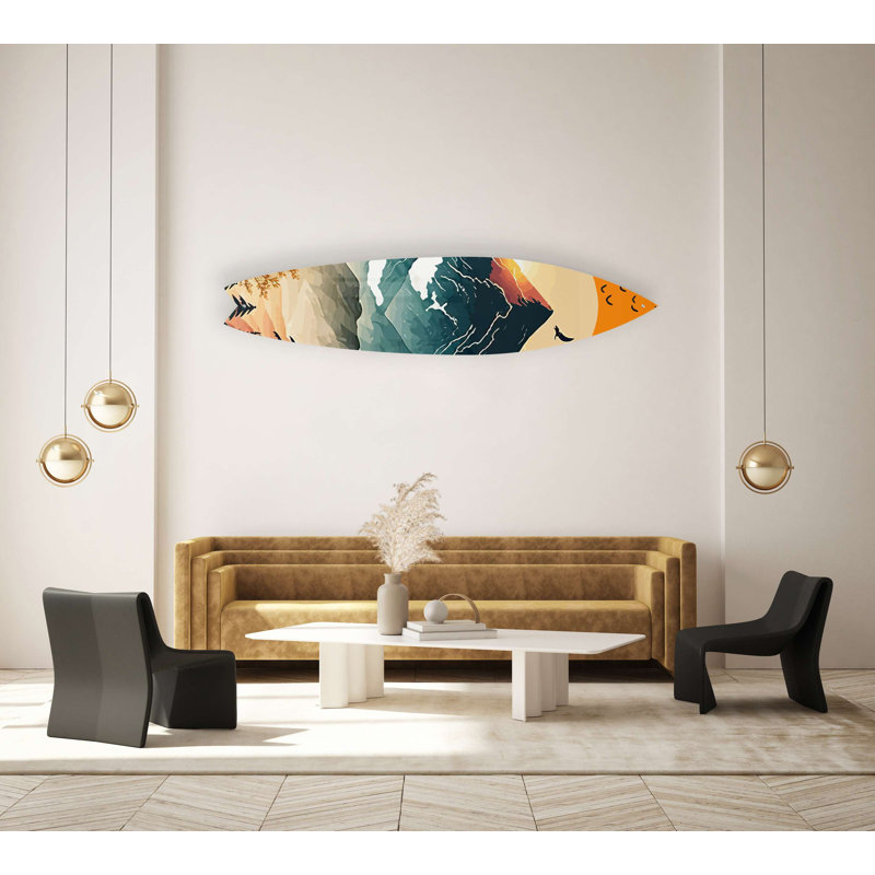 Planche de surf montagnes Horizon - Art audacieux sans cadre